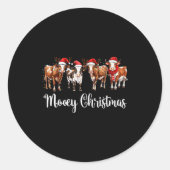 Sticker Rond Mooey Christmas Cowgirl Xmas Funny Western Christm (Devant)