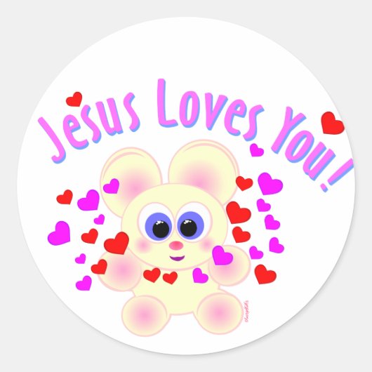 Sticker Rond Mooky : Jésus T'aime ! (Devant)