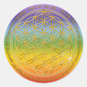 Sticker Rond Moola mantra/fleur de la vie/du chakren colour
