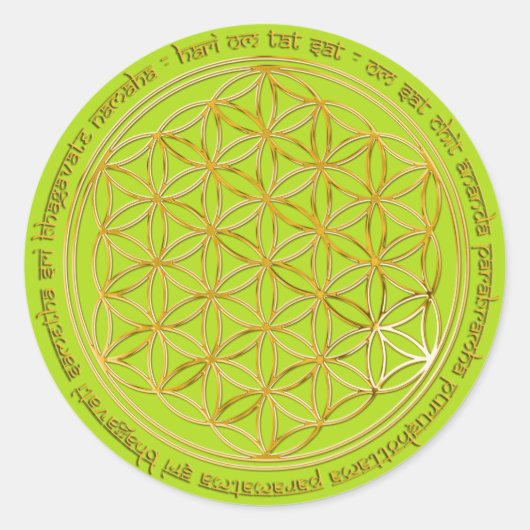 Sticker Rond Moola Mantra / Fleur De Vie / greenlight BG (Devant)