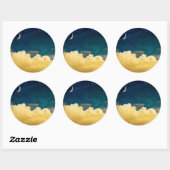 Sticker Rond Moon and cloudscape (Feuille)