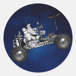 Sticker Rond Moon Buggy Road Trip Space Travel Time Machine 70