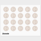 Sticker Rond Moon céleste et étoiles minimaux Monogramme Mariag (Feuille)