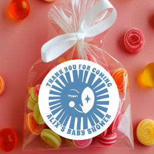 Sticker Rond Moon Glow Boho Modern Cute Baby shower PERSONNALIS