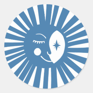 Sticker Rond Moon Glow Boho Modern Cute Baby shower PERSONNALIS