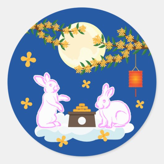 Sticker Rond Moon Rabbit Mooncake Osmanthus (Devant)