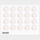 Sticker Rond Moonbeams and baby dreams baby shower pink thanks (Feuille)