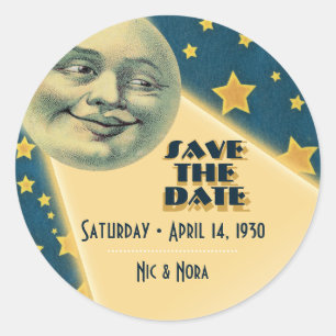 Sticker Rond Moonlight Romance Mariage - Enregistrer La Date