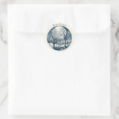 Sticker Rond Moonlit Nordic Forest, personnalisable (Sac)
