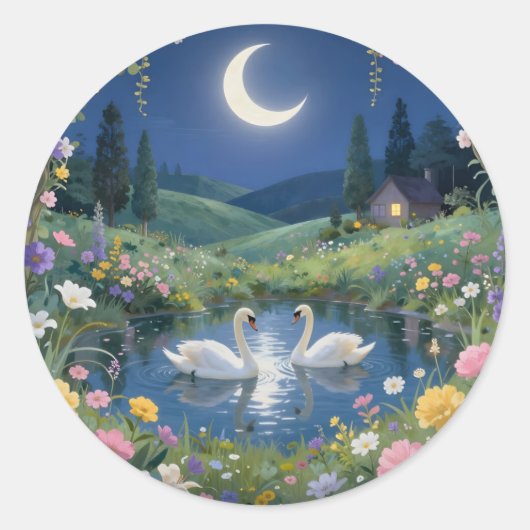Sticker Rond Moonlit Serenade - (Devant)
