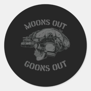 Sticker Rond Moon'S Out Goons Out Skull Casque Nvgs Militaire