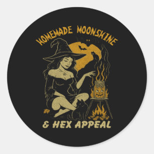 Sticker Rond Moonshine Maison Et Hex Appeal Halloween Witch