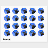 Sticker Rond Moose en hiver - Art original de la faune (Feuille)