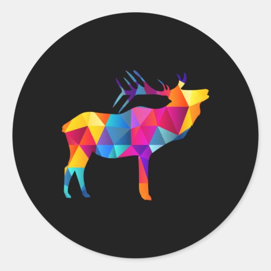 Sticker Rond Moose géométrique Moose polygonale basse polygone (Devant)