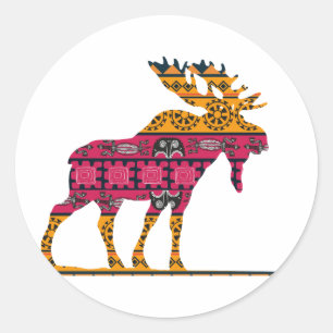 Sticker Rond Moose silhouette