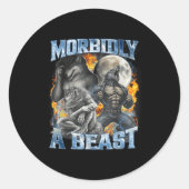 Sticker Rond Morbidly A Funny Cringe Alpha Werewolf Wolf Meme  (Devant)