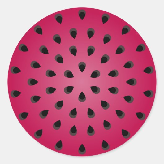 Sticker Rond Morceau de pastèque rouge avec graines (Devant)