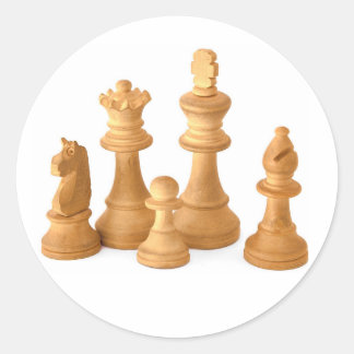 Sticker Rond Morceaux d'échecs en bois
