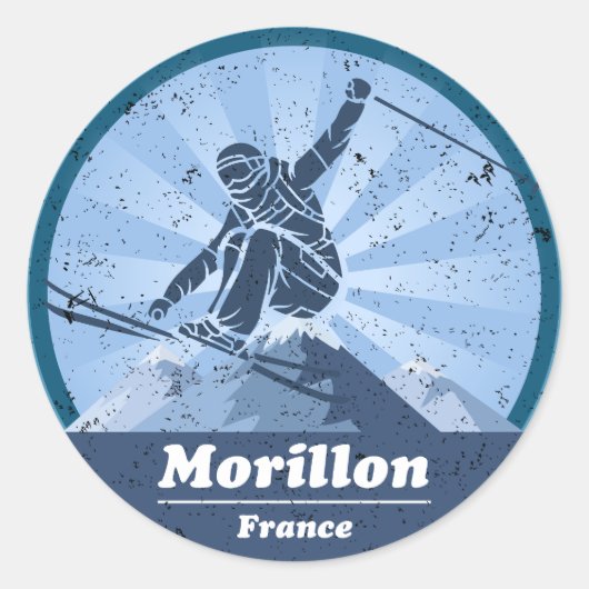 Sticker Rond Morillon Station de ski - Skieur (Devant)