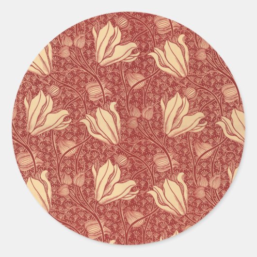 Sticker Rond Morris Inspiré Lily Flower Botanique Rouge Textile (Devant)