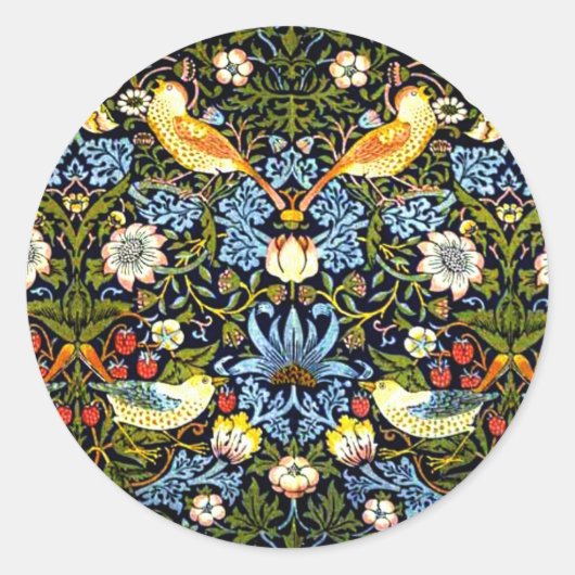 Sticker Rond Morris - Strawberry Thief, (Devant)