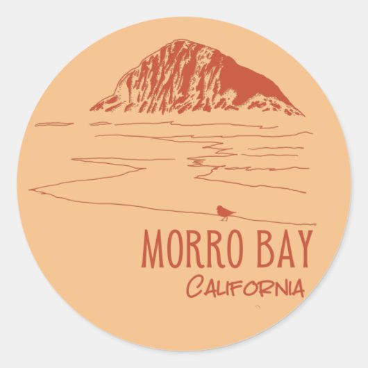 Sticker Rond Morro Bay California Morro Rock (Devant)