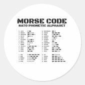 Sticker Rond Morse Code Alphabet phonétique OTAN (Devant)