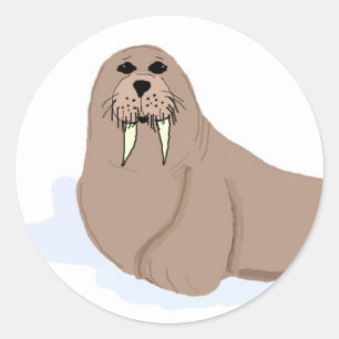 Sticker Rond Morse de dessin animé