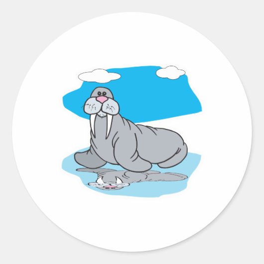Sticker Rond morse de dessin animé mignon (Devant)