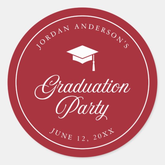 Sticker Rond Mortarboard Script Editable Color Graduation Party (Devant)