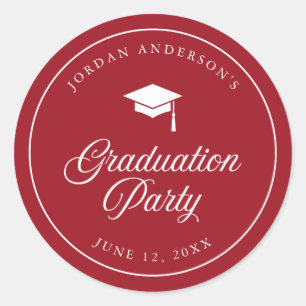 Sticker Rond Mortarboard Script Editable Color Graduation Party