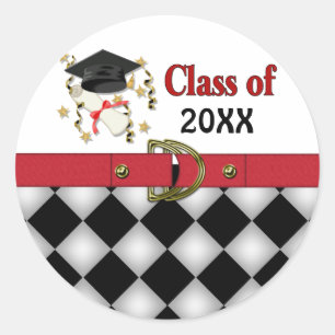 Sticker Rond Mortier noir et diplôme