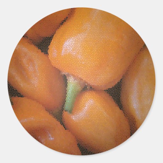 Sticker Rond Mosaic Orange Southwest Chili Peppers (Devant)