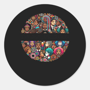 Sticker Rond Mosaïque Afrocentrique Vibrante.