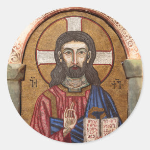 Sticker Rond Mosaïque ancienne de Jésus