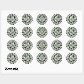 Sticker Rond Mosaïque de pierre céleste verte et blanche (Feuille)