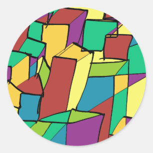 Sticker Rond Mosaïque des carrés