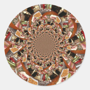 Sticker Rond Mosaïque Envoûtante de Couleurs Brunes de Sushi