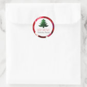 Sticker Rond Mosaïque rouge Vert sapin de Noël scintille Drapea (Sac)