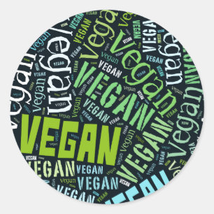 Sticker Rond Mosaïque "Vegan" Word-Cloud