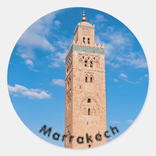 Sticker Rond Mosquée de la Koutoubia - Marrakech, Maroc (Devant)