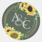 Sticker Rond Moss Green ・ Elégant Mariage moderne (Devant)