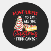 Sticker Rond Most Likely To Eat All The Christmas Tree Cakes Fu (Devant)