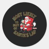 Sticker Rond Most Likely To Fart On Santa's Lap Elf Christmas B (Devant)