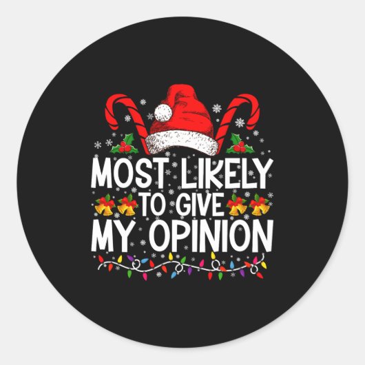 Sticker Rond Most Likely To Give My Onion Funny Christmas (Devant)