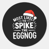 Sticker Rond Most Likely To Ske The Eggnog Christmas Matching (Devant)