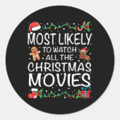 Sticker Rond Most Likely To Watch The Christmas Movies Family C (Devant)