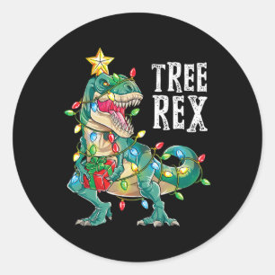 Sticker Rond Most Wonderful Christmas Co Dinosaur Sapin de Noël