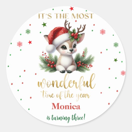 Sticker Rond Most wonderful time christmas birthday (Devant)