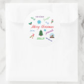 Sticker Rond Mot de Noël amusant Conception Cloud (Sac)